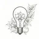 broken light bulb with flower blooming tattoo design idea