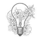 broken light bulb with flower blooming tattoo design idea
