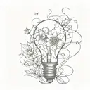 broken light bulb with flower blooming tattoo design idea