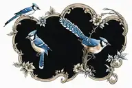 blue jay bird flying away tattoo design idea