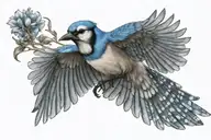 blue jay flying tattoo design idea