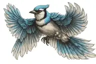 blue jay flying tattoo design idea