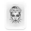 A tattoo featuring an elegant woman's face as the centerpiece, slightly positioned to the side. Behind the face, a stylized basketball merges with the number '11', subtly integrated into the design. Floating above the face is a poker card, perhaps with a specific symbol or value that holds special meaning to you. tattoo design idea