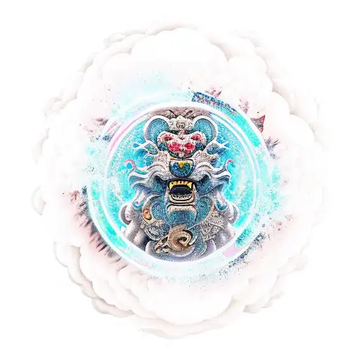Foo Dog colorida  tattoo design idea