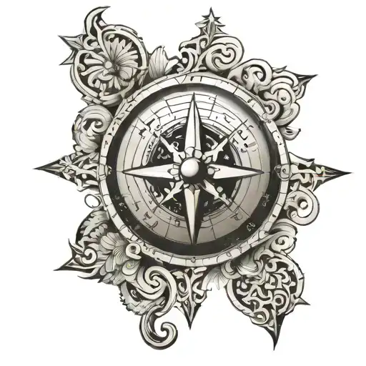 Sic Parvas Magna in compass    tattoo design idea