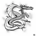 Dragon and Snake colliding tattoo design idea