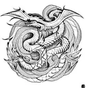 Dragon and Snake colliding tattoo design idea