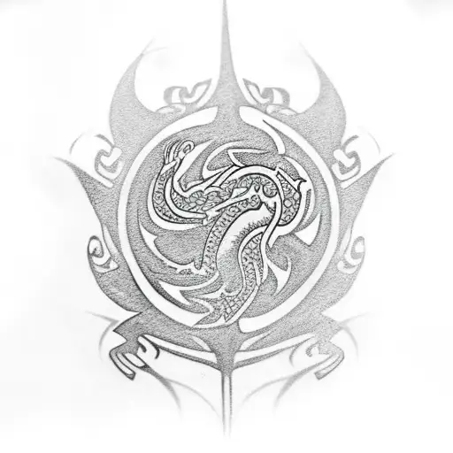 polynesian tattoo that has dragon with the tree of life british roadmen tattoo design idea