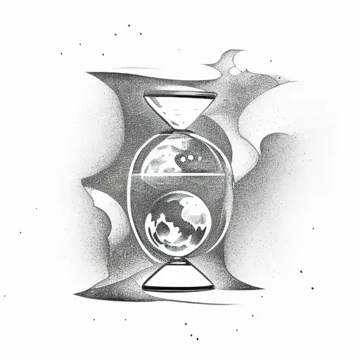 broken hourglass cosmic dust tattoo design idea