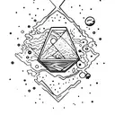 shattered hourglass spilling out to the cosmos tattoo design idea