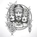 isis removing comedy and tragedy  theatre mask tattoo design idea