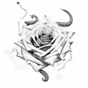 Rose snake poker  tattoo design idea