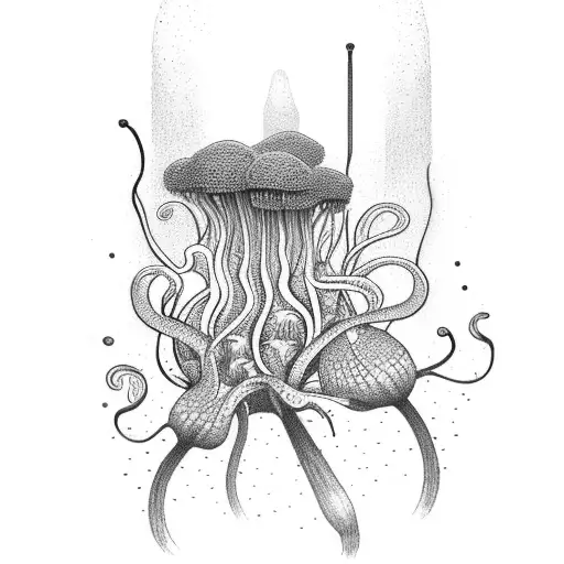 A natural landscape with carnivorous plants growing in a gym setting tattoo design idea