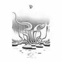 A natural landscape with carnivorous plants growing in a gym setting tattoo design idea