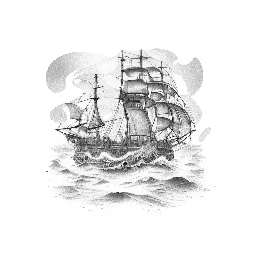 Make it greyscale only, and with a diver under the water, fighting the  kraken. I Spanish Galleon, sailing above on the  tattoo design idea