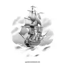Make it greyscale only, and with a diver under the water, fighting the Crackin. I Spanish Galleon, sailing above on the  tattoo design idea