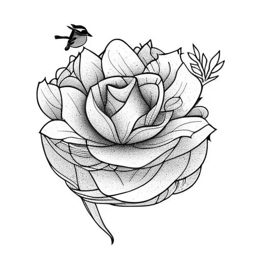 sparrow with flowers tattoo design idea