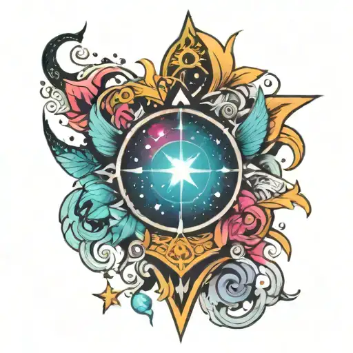 fantasy cosmic colorful majestic tattoo design idea