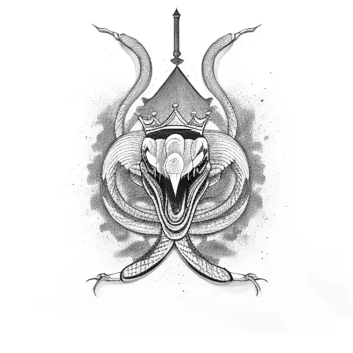 Black and White King Cobra that starts at the elbow, wraps around the arm twice,  ends at the shoulder line  tattoo design idea