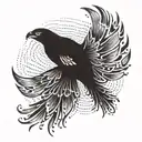 A software engineer symbolically represented as a phoenix bird tattoo design idea
