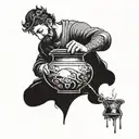 King Midas touching a broken pot and repairing the cracks  tattoo design idea