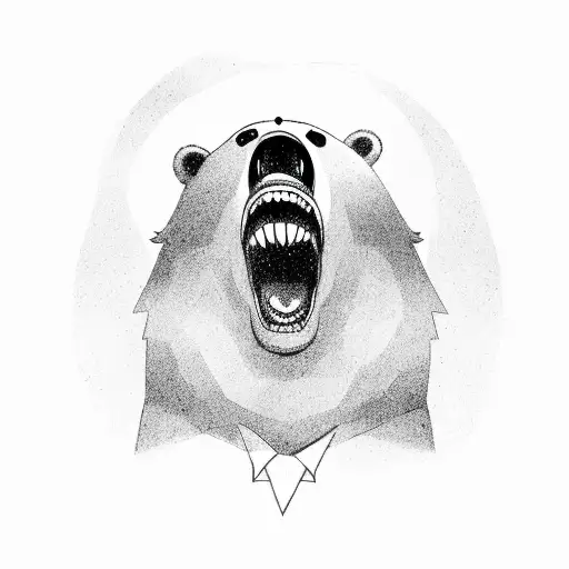 Shadowed bear standing up and screaming tattoo design idea