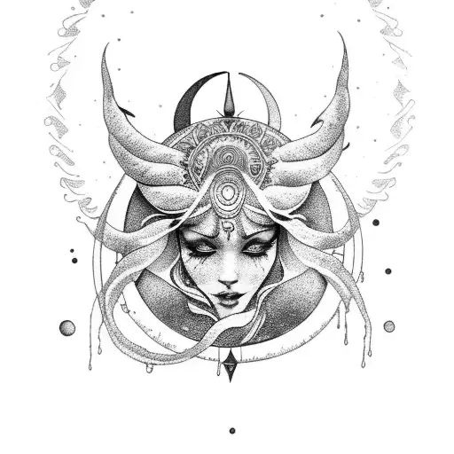 Aquarius moon goddess water bearer tattoo design idea