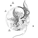 Aquarius moon goddess water bearer tattoo design idea