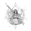 Aquarius moon goddess water bearer tattoo design idea