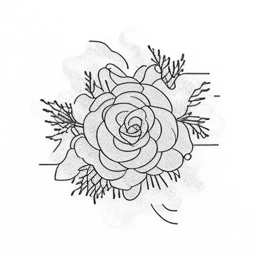 half a circle decorated by blooming flowers. Inside the sentence 난 문제가 아냐 난 문제의 답이에요 written in cursive Korean  tattoo design idea