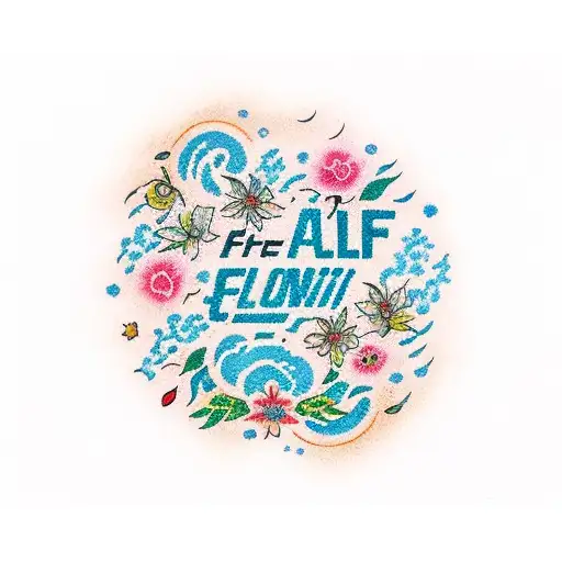 half a circle decorated by blooming flowers. Inside the sentence 난 문제가 아냐 난 문제의 답이에요 written in cursive Korean  tattoo design idea