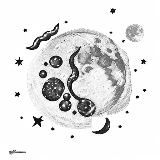  **Left Chest:** The moon and bread could be intertwined, forming a unique composition. The moon could have a blanket of tattoo design idea