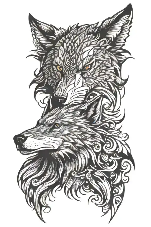 wolf and eagle face tattoo tattoo design idea