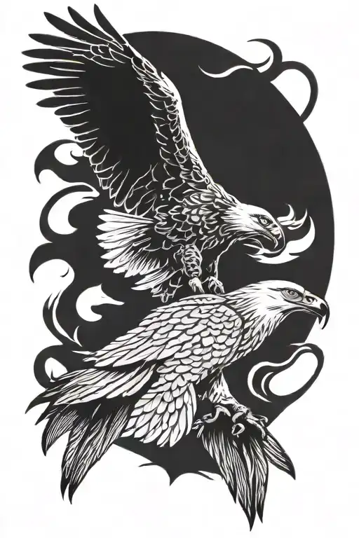 eagle and wolf  tattoo design idea