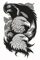 eagle and wolf  tattoo design idea