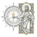 illuminate and god holding tattoo design idea