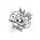 tres flores de hibisco com flolhagens em volta e pontilhados  tattoo design idea