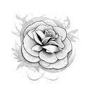 tres flores de hibisco com flolhagens em volta e pontilhados  tattoo design idea