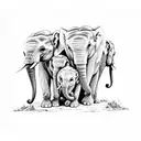 3 baby elephants sitting on top of eachother  tattoo design idea