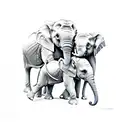 3 baby elephants sitting on top of eachother  tattoo design idea
