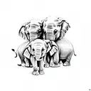 3 baby elephants sitting on top of eachother  tattoo design idea
