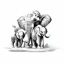 3 baby elephants sitting on top of eachother  tattoo design idea
