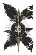COMPASs Rose Date FEATHEr tattoo design idea