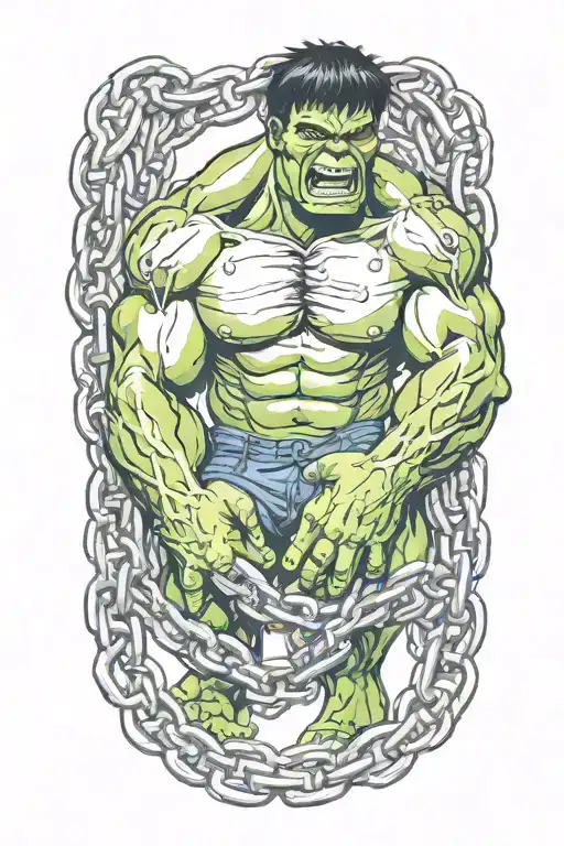 hulk in chains tattoo design idea