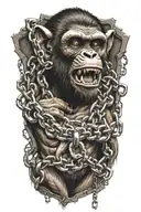 demon monkey in chains breaking and bursting tattoo design idea