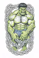 hulk in chains tattoo design idea