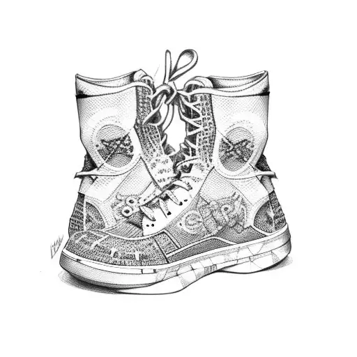 wrestling shoes with cross tattoo design idea