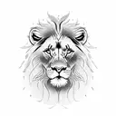 A majestic lion surrounded by intricate blackwork flowers tattoo design idea