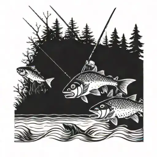 fishing hunting and LLL  tattoo design idea