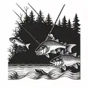 fishing hunting and LLL  tattoo design idea